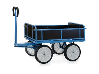 Handtrekwagens 6454v 1000kg 1200x800mm Houten Wanden Massief Rubber - 1