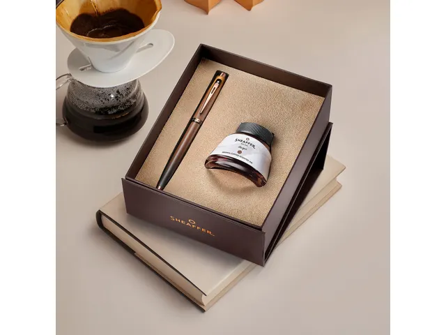 Vulpen giftset Sheaffer 100 9374 Coffee Ed. Matt Brown met inktpotje b