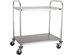 RVS serveerwagen,draagverm. 100kg,2etage(s),m. kunststof matten
