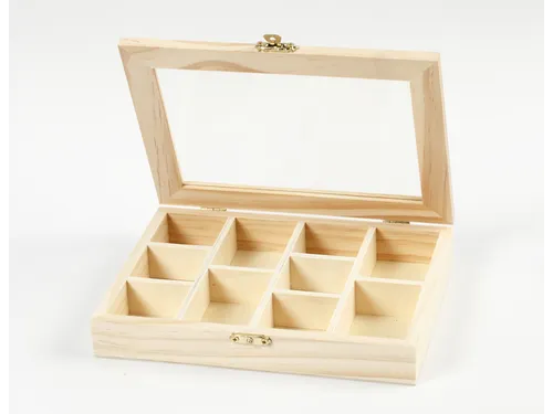 Kist Creativ Company 15.5x20.5x3.5cm Glazen deksel 10 vakken