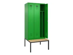 locker met bank,voor scheiding van kleding,HxBxD 2120x900x815mm,3vak