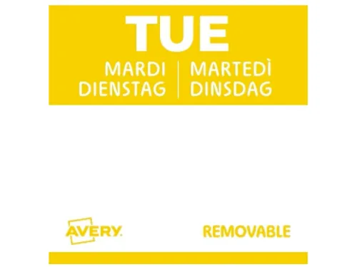 Etiket Avery HACCP dinsdag geel 25x25mm 1000 stuks