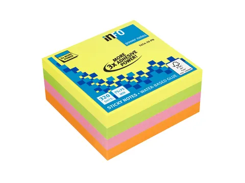 Powernotes info notes 75x75mm assorti Briljant blok a 320 vel
