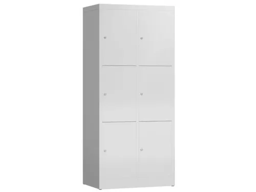 Lockerkast 1800x800x500mm 2x3 vakken cilinderslot, sokkel, RAL7035