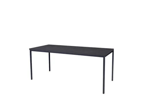 Domino Basic Tafel Vaste Hoogte 180x80 houtprint schaduw zwart 4-poots