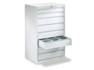 ladekast HxBxD 800x500x600mm 8laden slot RAL7035 front RAL6011 - 1