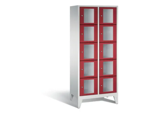 Lockerkast 1850x810x500mm 2x5 vakken Cilinderslot Poten, RAL3003