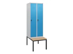 locker met bank,HxBxD 1950x600x815mm,2vak,vak B 300mm,draaigrendel