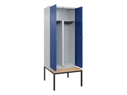 PBM-locker met bank,HxBxD 2120x800x815mm,2vak,vak B 400mm,draaigrendel