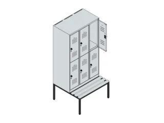 Dubbeldekse dekenkist,HxBxD 1950x900x815mm,3x2vak.,vak B 300mm - 3