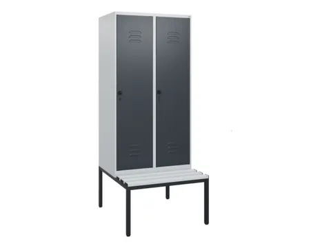 locker met bank,HxBxD 1950x800x815mm,2vak,vak B 400mm,draaigrendel