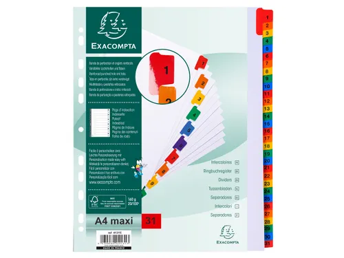 Tabblad Karton 160 Gram A4 + index 31 tabs wit
