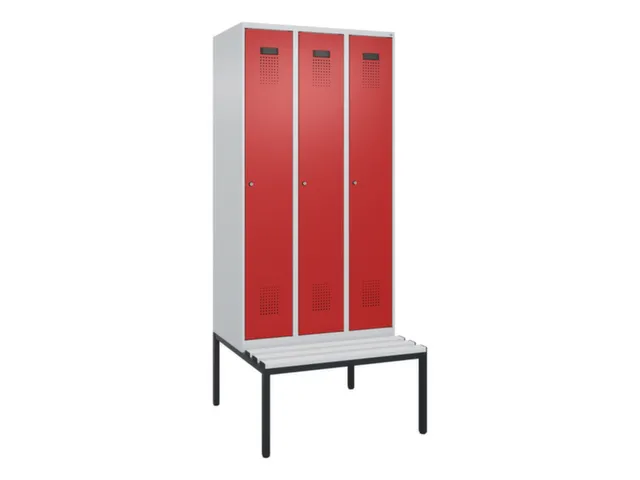 locker met bank,voor scheiding van kleding,HxBxD 2120x900x815mm,3vak