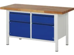werkbank,RAL 7035/RAL 5010,HxBxD 840-1040x1500x700mm,beukblad