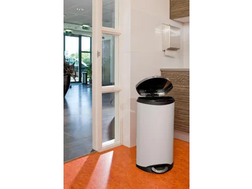 Pedaalemmer met Afvalscheiding Wit Mat RVS 44 Liter