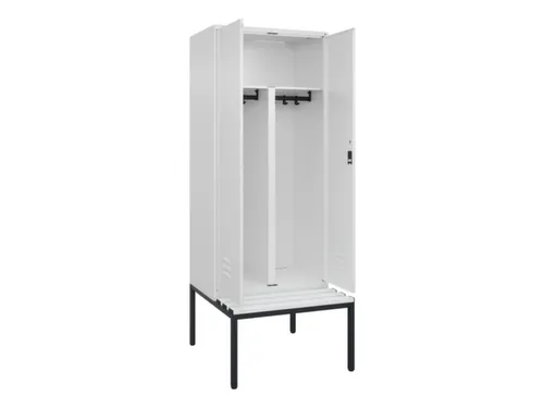 PBM-locker met bank,HxBxD 2120x800x815mm,2vak,vak B 400mm,cil.-slot