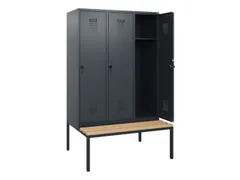 locker met bank,HxBxD 1950x1200x815mm,3vak,vak B 400mm,draaigrendel