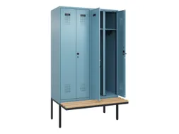 locker met bank,voor scheiding van kleding,HxBxD 2120x1200x815mm,4vak