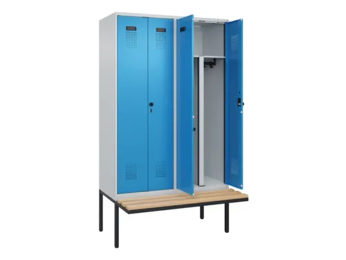 PBM-locker met bank,HxBxD 2120x1200x815mm,4vak,vak B 300mm