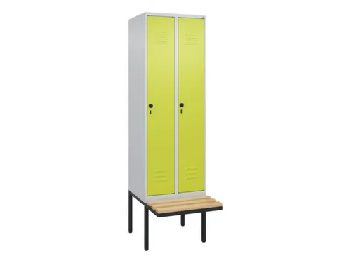 locker met bank,HxBxD 2120x600x815mm,2vak,vak B 300mm,draaigrendel