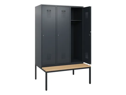 locker met bank,HxBxD 1950x1200x815mm,3vak,vak B 400mm,cilinderslot