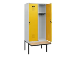 locker met bank,HxBxD 1950x800x815mm,2vak,vak B 400mm,draaigrendel