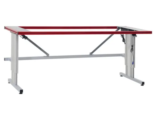 paktafel,HxBxD 690-1090x1600x800mm,T-voet RAL9006,in h. verstelb.