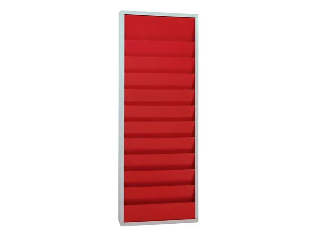 orderplanner,20vakken,HxBxD 1278x554x74mm,plank(en) plaatstaal,rood