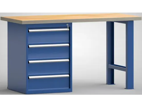 Werkbank 840x1500x700mm 4laden 175mm Frame Ral5010 Front Ral5010
