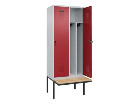 locker met bank,voor scheiding van kleding,HxBxD 2120x800x815mm,2vak