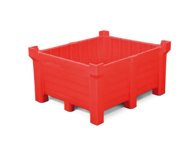 stapelbak,HxLxB 600x1000x1200mm,400l,PE,rood,Wanden gesloten