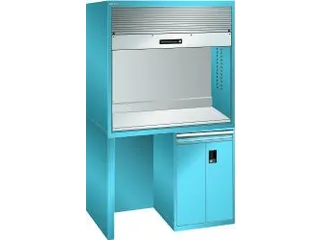 pc-kast,HxBxD 2200x1434x725mm,toetsenbordblad,romp RAL 5012 - 1