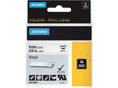Labeltape Dymo Rhino 18443 Vinyl 9mmx5.5m Zwart Op Wit