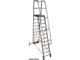 verrijdbare treden-platformladder,eenzijdig,8trede(n),stand H 1,9m - 2