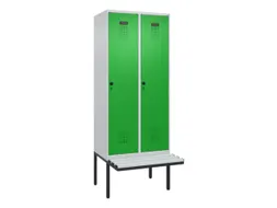 locker met bank,voor scheiding van kleding,HxBxD 2120x800x815mm,2vak