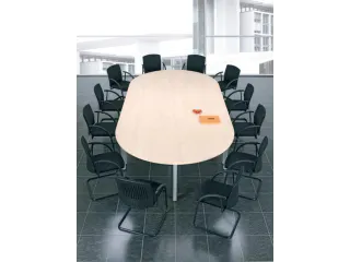 vergadertafel HxBxD 72x200x90cm ovaal 4voeten Lichtgrijs Alu - 1