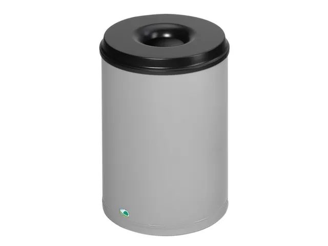 prullenmand zelfblussend 50 liter HxØ 520x375mm kop zwart zilver