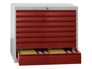 ladekast,HxBxD 600x1023x600mm,5lade(n),cil.-slot,RAL7035,front RAL3000 - 2