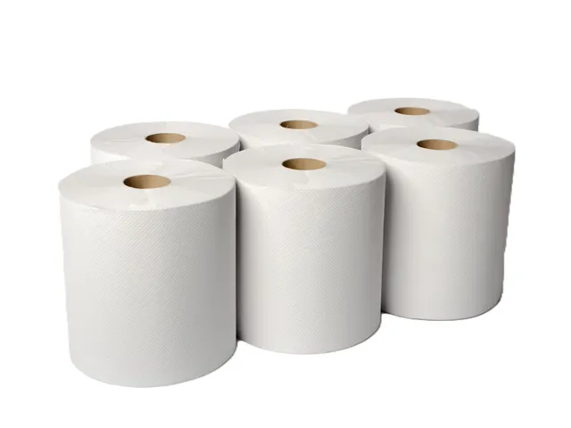 Handdoekrol Wit Midi Coreless cellulose 1-laags 19cmx300m 6 rollen