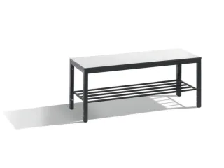 omkleedbank,HxLxD 401x1000x353mm,HPL wit,frame staal RAL7021 - 1