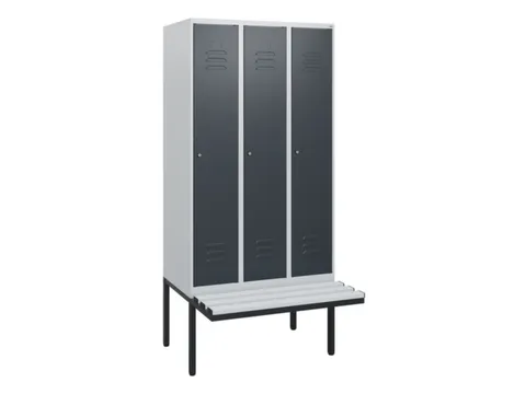 locker met bank,HxBxD 1950x900x815mm,3vak,vak B 300mm,cil.-slot