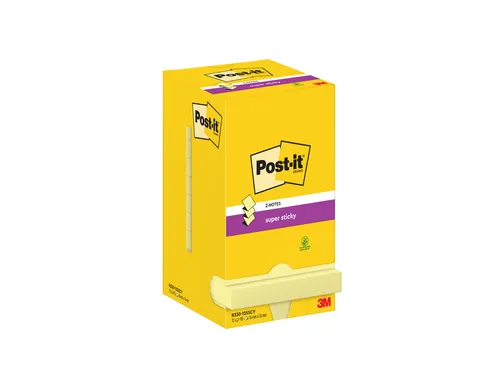 Memoblok Post-it Z-Note S330 Super Sticky 76x76mm geel 12 stuks