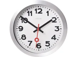 Wandklok NeXtime dia. 19cm, geborsteld aluminium, 'Station' cijfers