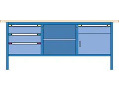 werkbank,HxBxD 845x2000x700mm,multiplexblad,RAL7035,front RAL7035