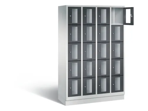 Lockerkast 1800x1190x500mm 4x5 vakken Cilinderslot, Sokkel, RAL7021