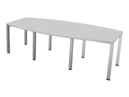 vergadertafel HxBxD 74x240x120cm vatvormig MP-lichtgrijs Alu 4voeten