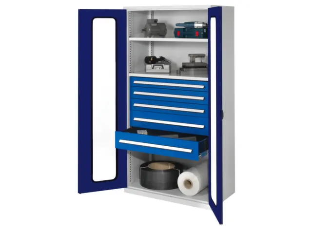 Materiaalkast Vensterdeuren 1950x1000x600mm 2legborden 5laden Slot