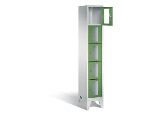 Lockerkast 1850x320x500mm 1x5 vakken Cilinderslot Poten, RAL6011 - 1