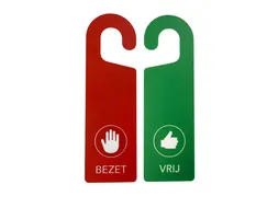 Kunststof deurhanger 250x75mm Vrij - Bezet Rood/Groen 10 stuks