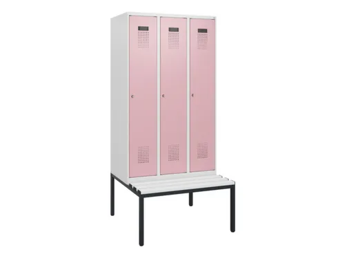 locker met bank,HxBxD 1950x900x815mm,3vak,vak B 300mm,cilinderslot